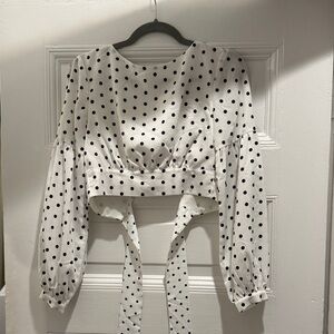 Superdown Black and White Polka Dot Blouse
